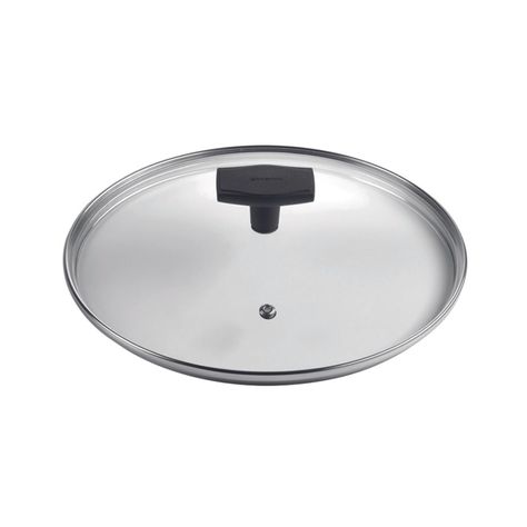 Tapa Vidrio Templado Borde Acero Inox c/Agujero de Vapor 16cm-0