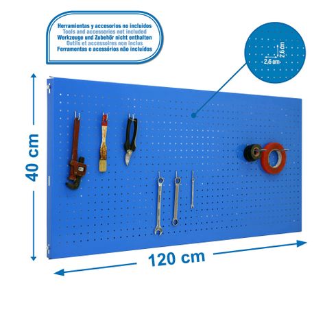 Panel Perforado PanelClik 1200x400 Azul + 8 Ganchos-1