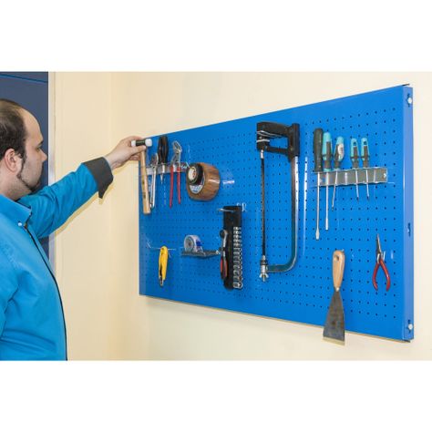 Panel Perforado PanelClik 1200x400 Azul + 8 Ganchos-3