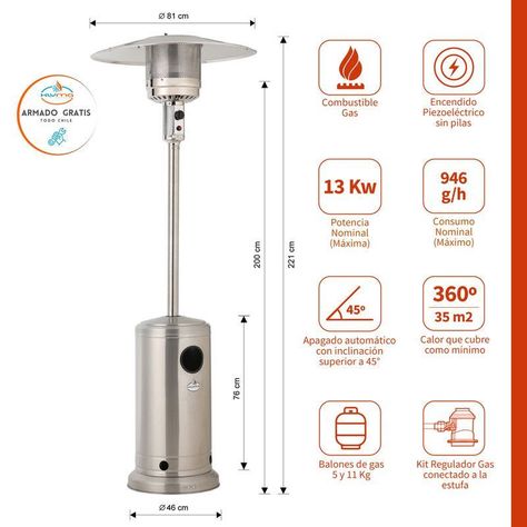 Estufa a Gas Exterior Terraza SETAX Inox-1