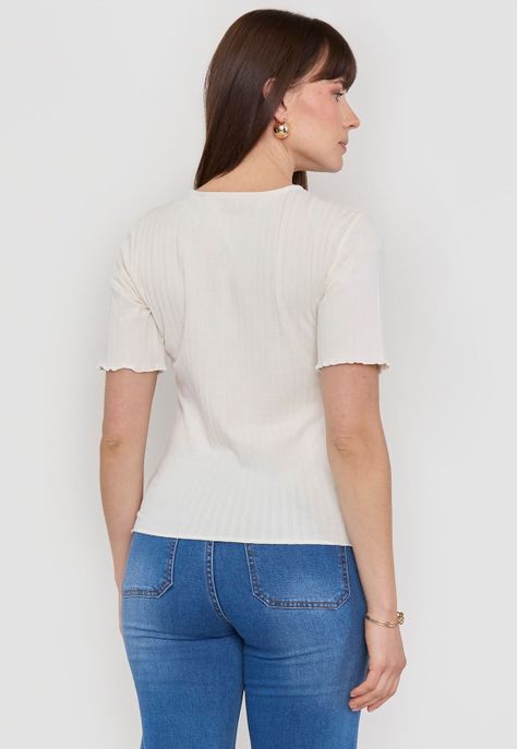 Polera Mujer Rib Botones Crudo Corona-2