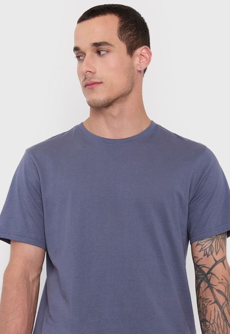 Polera Hombre Lisa Azul R-Neck I Corona-2