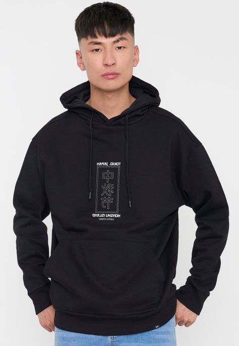 Polerón Hombre Hood Print Asiatico Negro Corona-2
