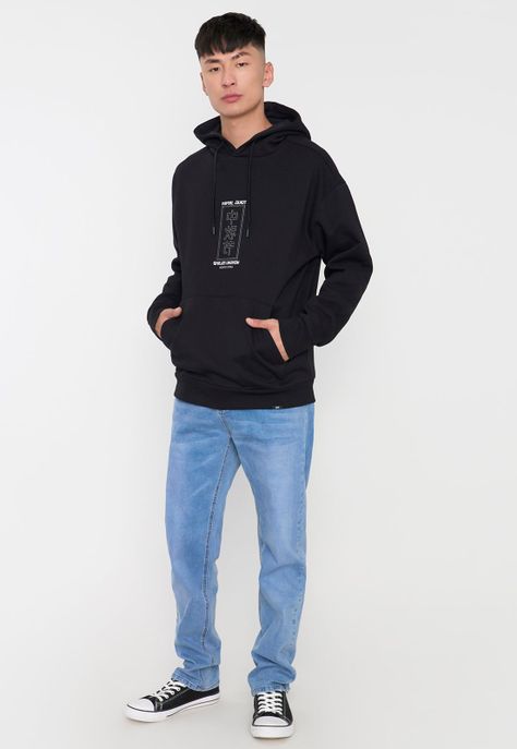 Polerón Hombre Hood Print Asiatico Negro Corona-3