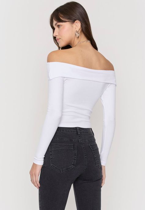 Polera Mujer Sin Hombros Blanco Corona-1