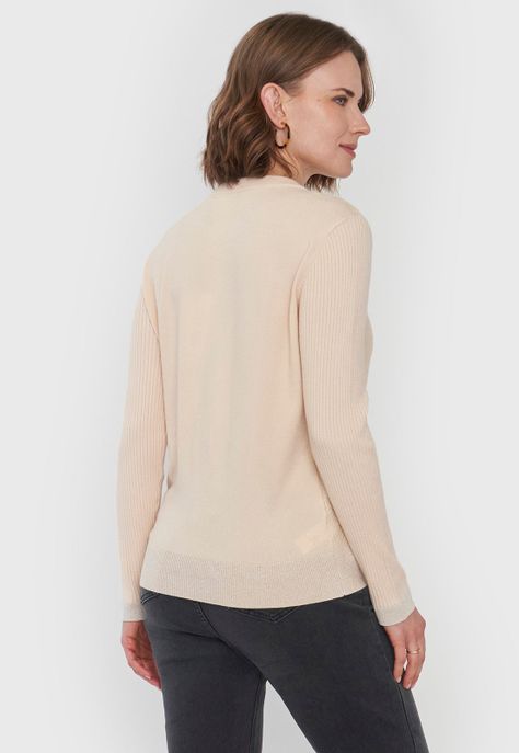 Sweater Mujer Cerrado Trenzado Ecru Corona-1