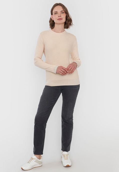 Sweater Mujer Cerrado Trenzado Ecru Corona-3