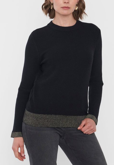 Sweater Mujer Cerrado Trenzado Color Negro Corona-2