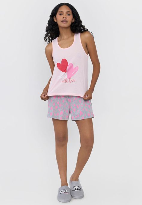 Pijama Mujer Sudadera Print Rosado Corazones Corona-3