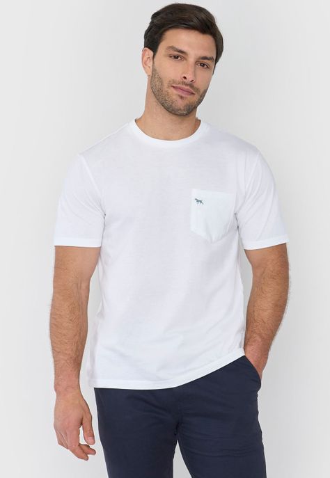 Polera Hombre Cneck Bolsillo Color Blanco Corona-0