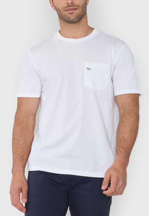 Polera Hombre Cneck Bolsillo Color Blanco Corona-2