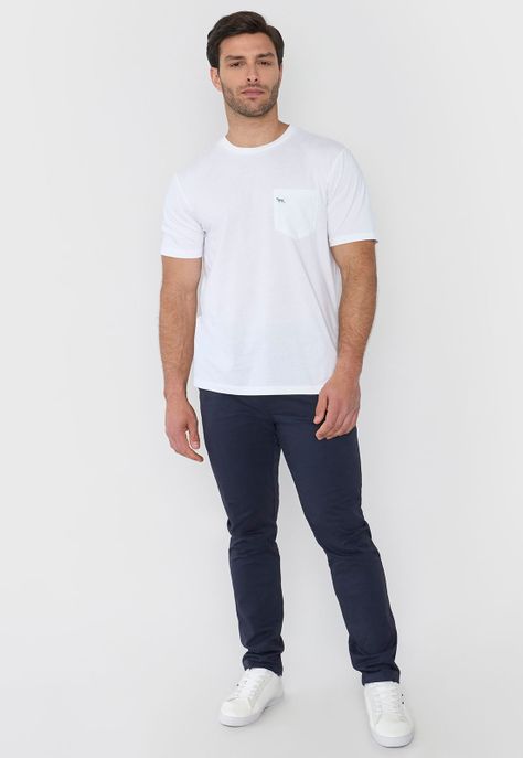 Polera Hombre Cneck Bolsillo Color Blanco Corona-3