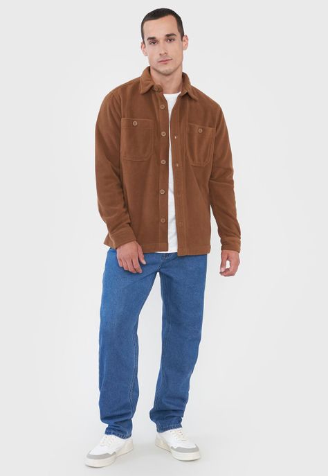 Sobrecamisa Hombre Polar Color Camel Corona-3