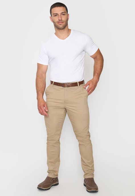 Pantalón Hombre Cinturón Beige Corona-0