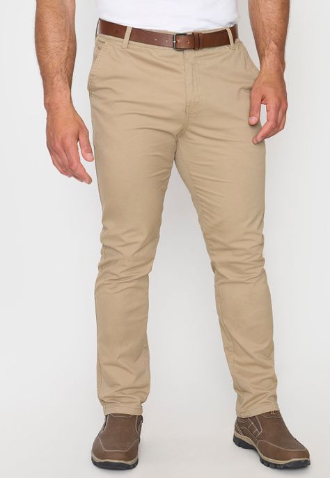 Pantalón Hombre Cinturón Beige Corona-1
