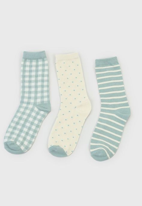 Calcetines Mujer Tripack Largos Mix Celeste Corona-2