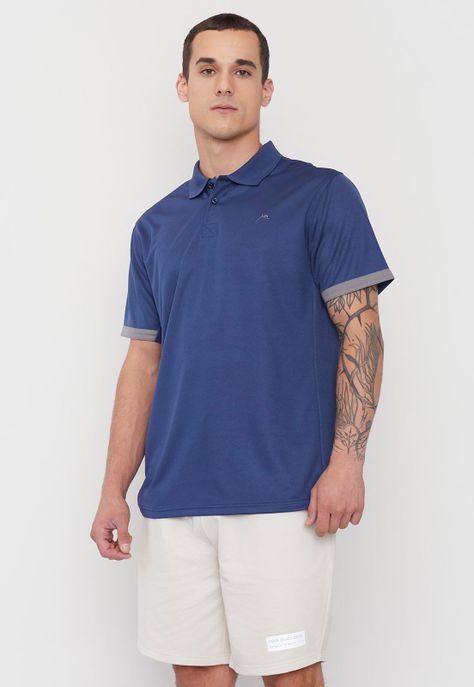 Polera Hombre Deportiva Polo Poliéster Reciclado Navy Corona-0