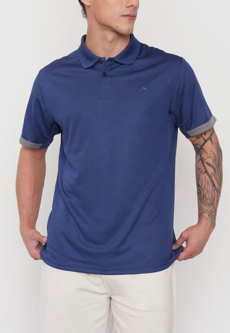 Polera Hombre Deportiva Polo Poliéster Reciclado Navy Corona-2