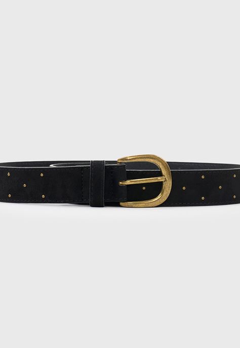 Cinturón Mujer Gamuza Tachas Negro Corona-1