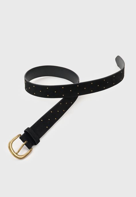 Cinturón Mujer Gamuza Tachas Negro Corona-2