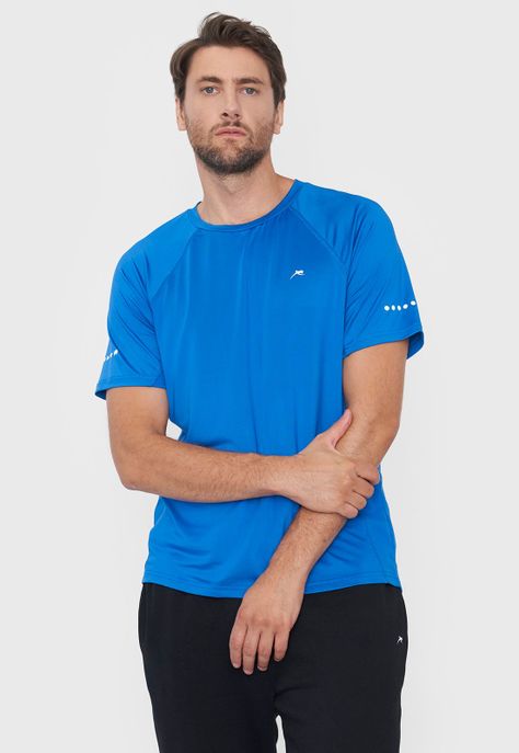 Polera Hombre Deportiva Poliester R-Neck 3 Azul Corona-0