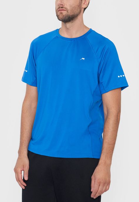 Polera Hombre Deportiva Poliester R-Neck 3 Azul Corona-2
