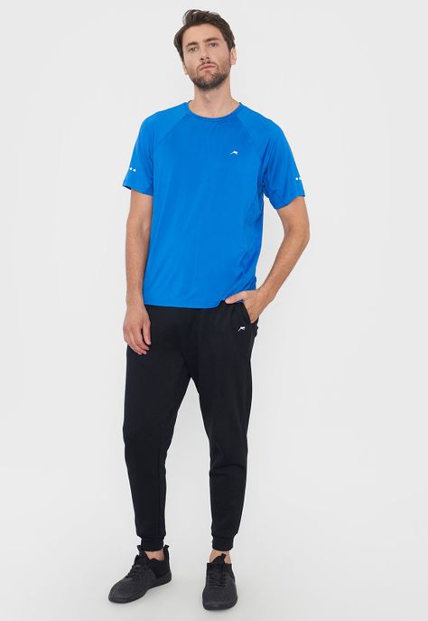Polera Hombre Deportiva Poliester R-Neck 3 Azul Corona-3