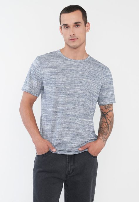 Polera Hombre Melange Azul Corona-0