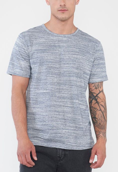 Polera Hombre Melange Azul Corona-2