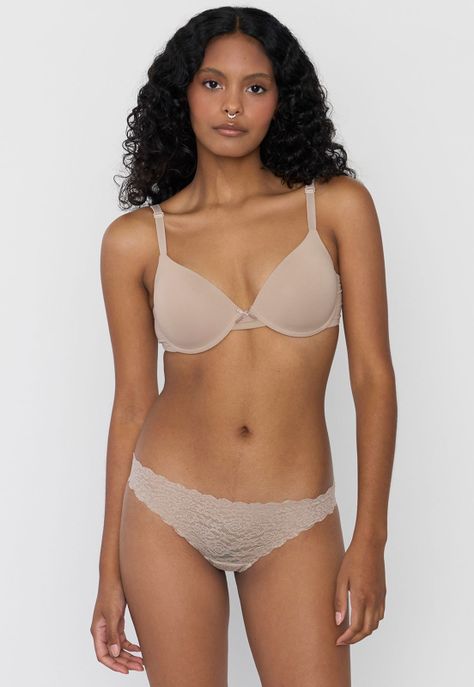 Calzón Mujer Bikini Encaje Color Beige Corona-0