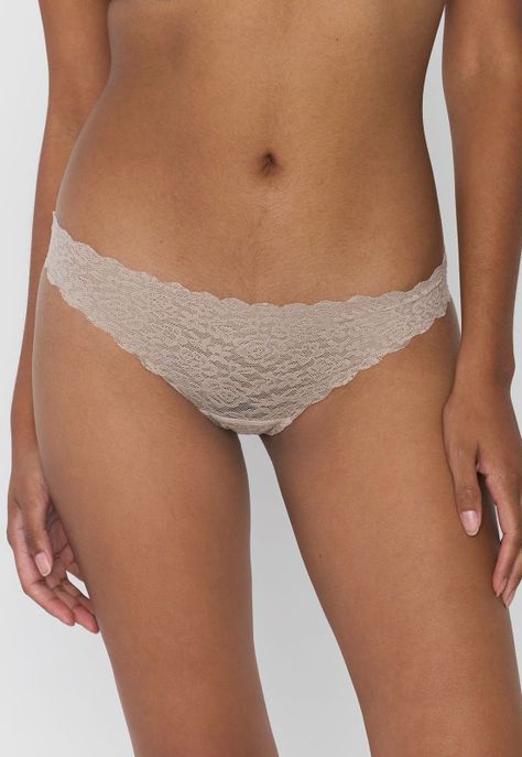 Calzón Mujer Bikini Encaje Color Beige Corona-1