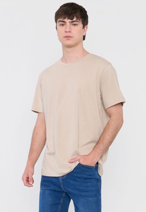 Polera Hombre R-Neck Lisa Beige Corona-0