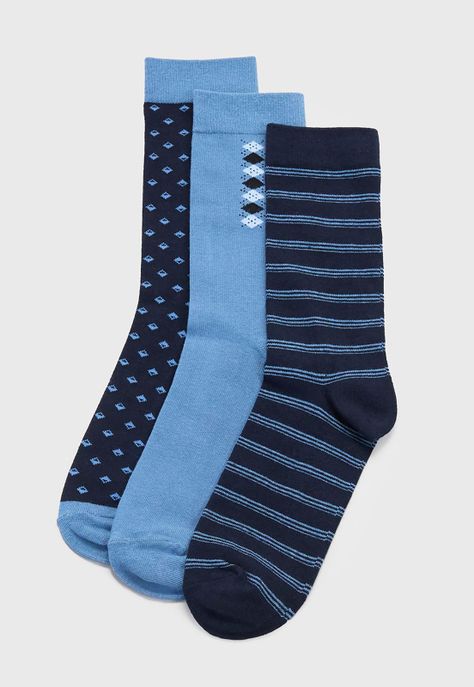 Calcetines Hombre Tripack Print Mix Navy Corona-0