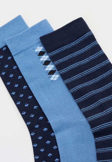 Calcetines Hombre Tripack Print Mix Navy Corona-1