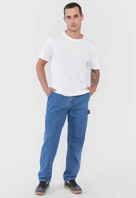 Jeans Hombre Carpenter Color Azul Medio Corona-0