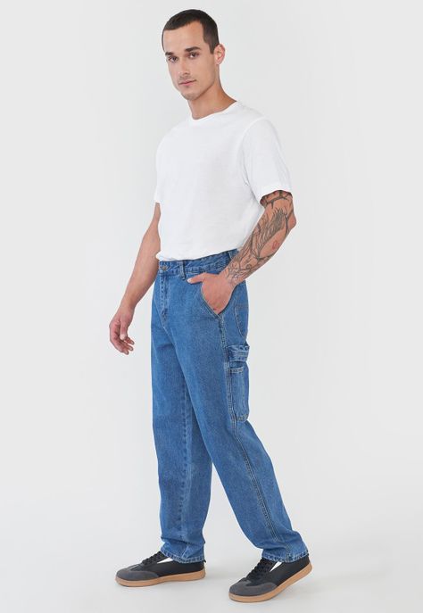 Jeans Hombre Carpenter Color Azul Medio Corona-3
