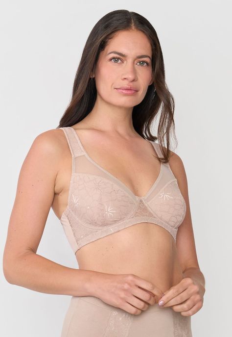 Sostén Mujer Encaje Copa B Beige Corona-0