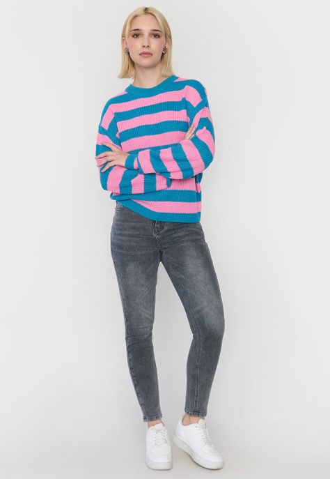 Sweater Mujer Fit Regular Azul/Celeste Corona-3