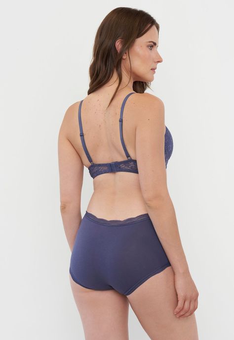 Pack Calzón Mujer Alto Cotton Azul - Blanco Corona-2