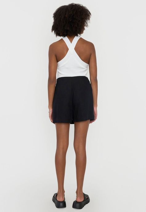 Skort Mujer Lino Lazo Lateral Negro Corona-2