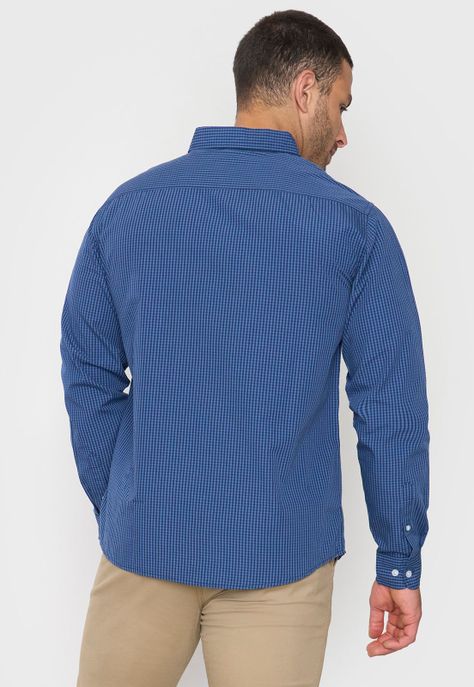 Camisa Hombre Escocesa Azul Corona-1