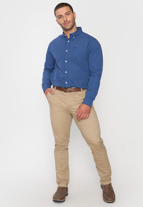 Camisa Hombre Escocesa Azul Corona-3