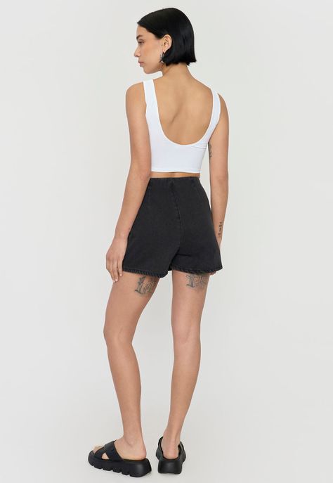 Skort Mujer Negro Denim Corona-2