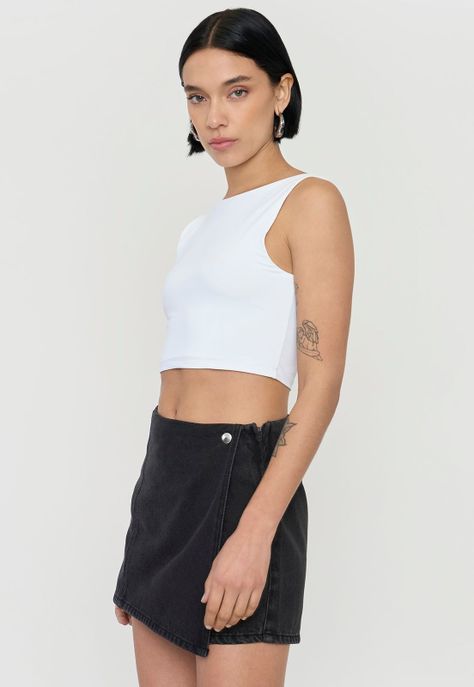 Skort Mujer Negro Denim Corona-3