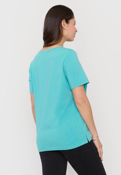 Polera Mujer Tachas Turquesa Corona-1