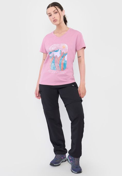Polera Outdoor Mujer Fun Print Rosado Corona-3