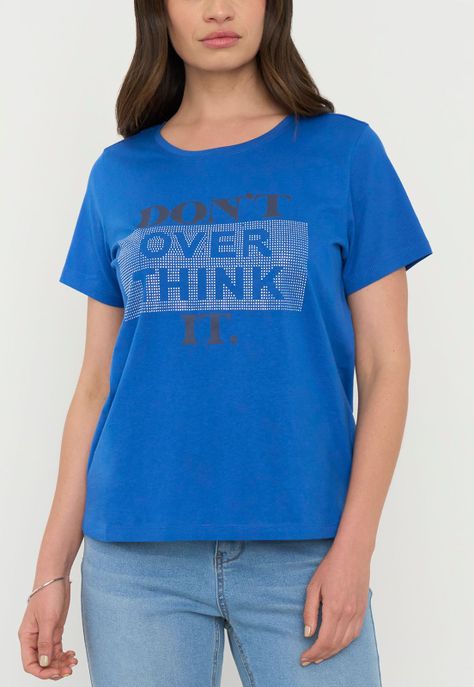 Polera Mujer M/C Focal Print Azul Corona-2
