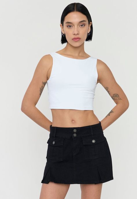 Falda Mujer Bolsillos Delanteros Negro Corona-3