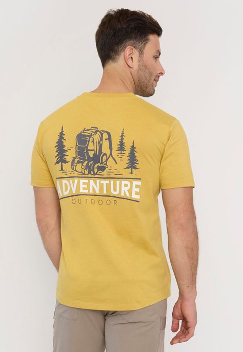Polera Hombre Fun Focal Print Color Mostaza Corona-1