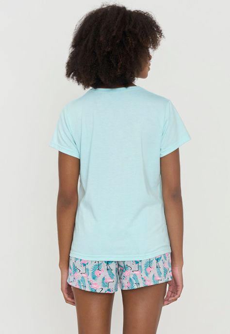 Pijama Mujer Corto Básico Aqua Flamencos Corona-1